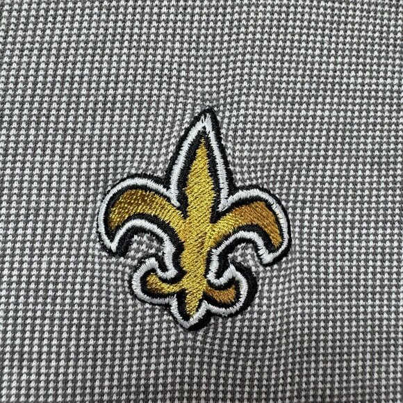 VTG 90s NFL Saints Polo Shirt L New Orleans Logo Athletic Black Gray Reebok - Picture 5 of 7